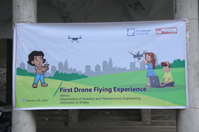 Bangladesh STEM Education Program Banner: First Drone Flying Experience