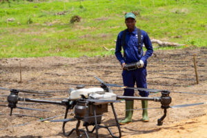 Cote d'Ivoire FL team member with a drone